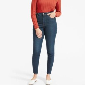 Everlane Authentic Stretch High Rise Skinny Denim Dark Wash Ankles Jeans, 29